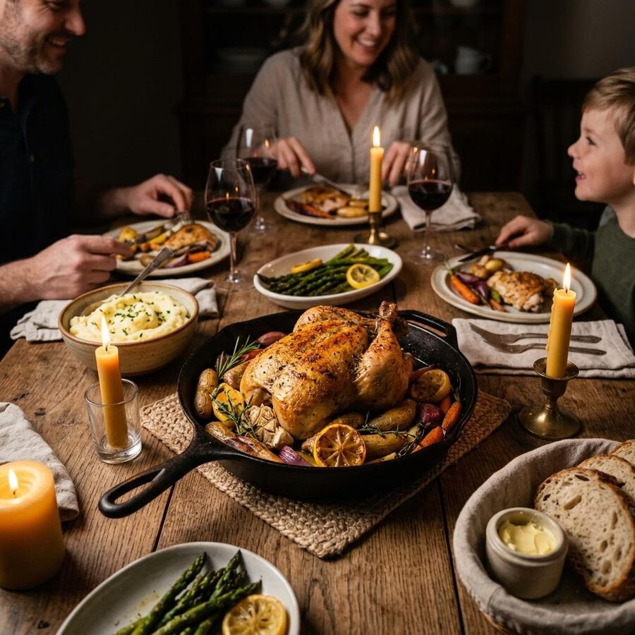 Family dinner used as the backdrop for the Weekly Grocery Index